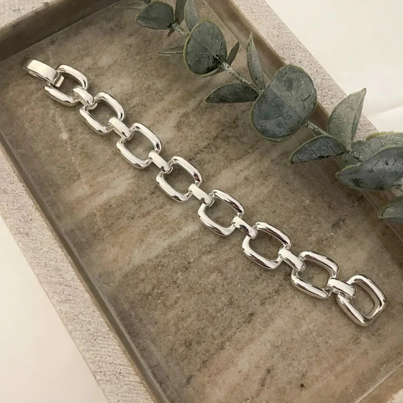 925 Sterling Silver Chunky Chain Link Bracelet Silver Large Link Bracelet - Picture 3 of 6